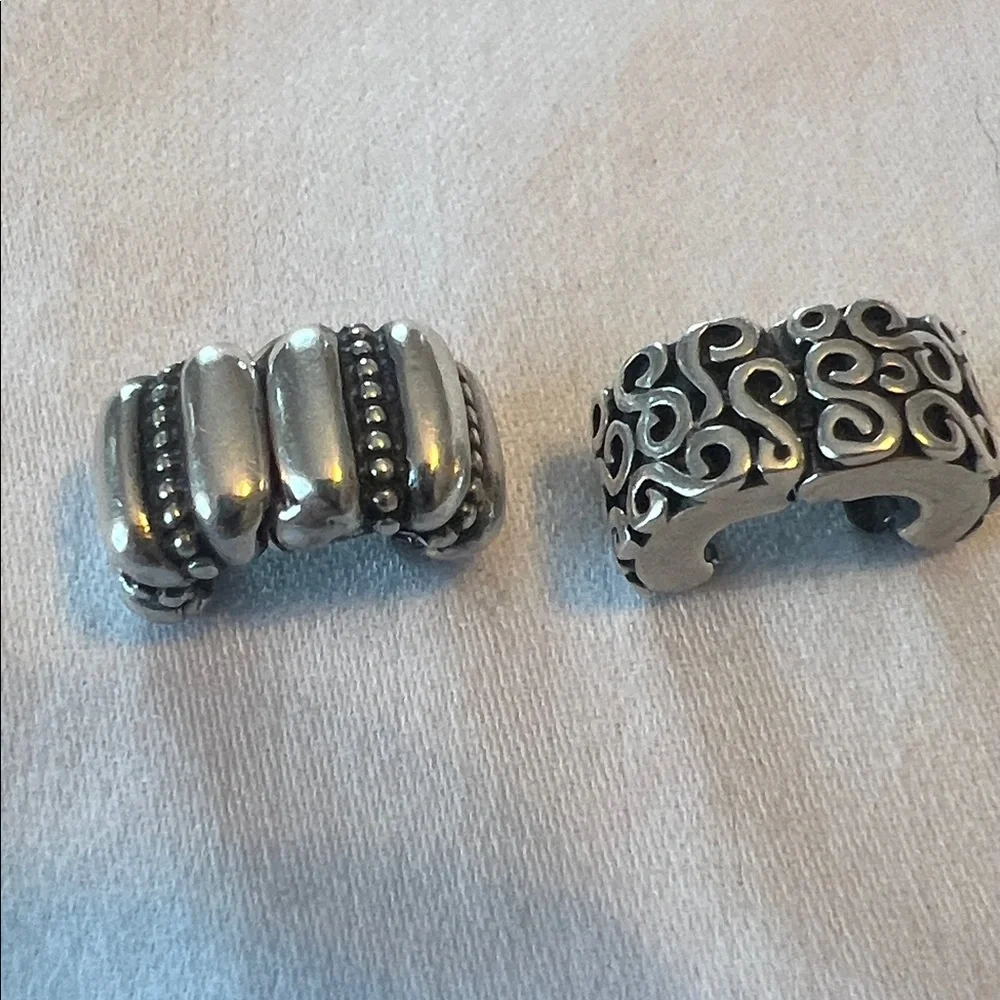 TWO Pandora Sterling Silver Clip Charms, Dots & Ridges, S Swirl, Retired - Picture 6 of 7